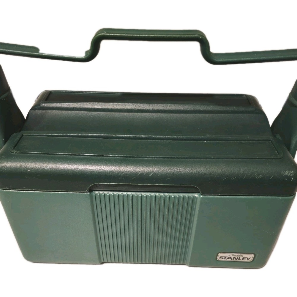 Vintage Stanley Aladdin Green 1970s Insulated Lunch Box Cooler,  2 compartmemts